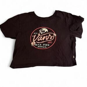 Black vans off the wall medium black crop t shirt